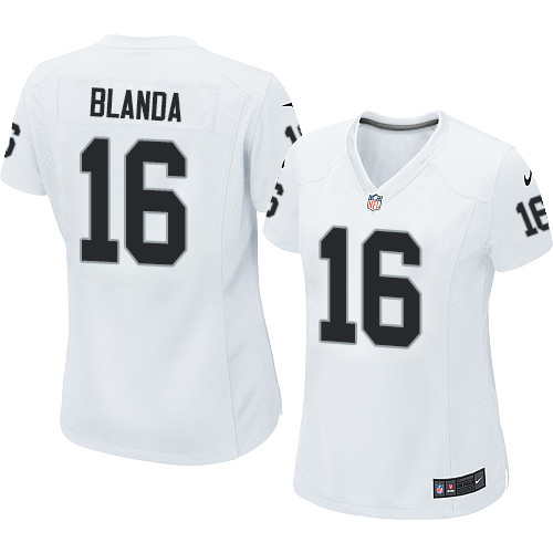 Women's Elite George Blanda Nike Jersey White Road - #16 NFL Oakland Raiders